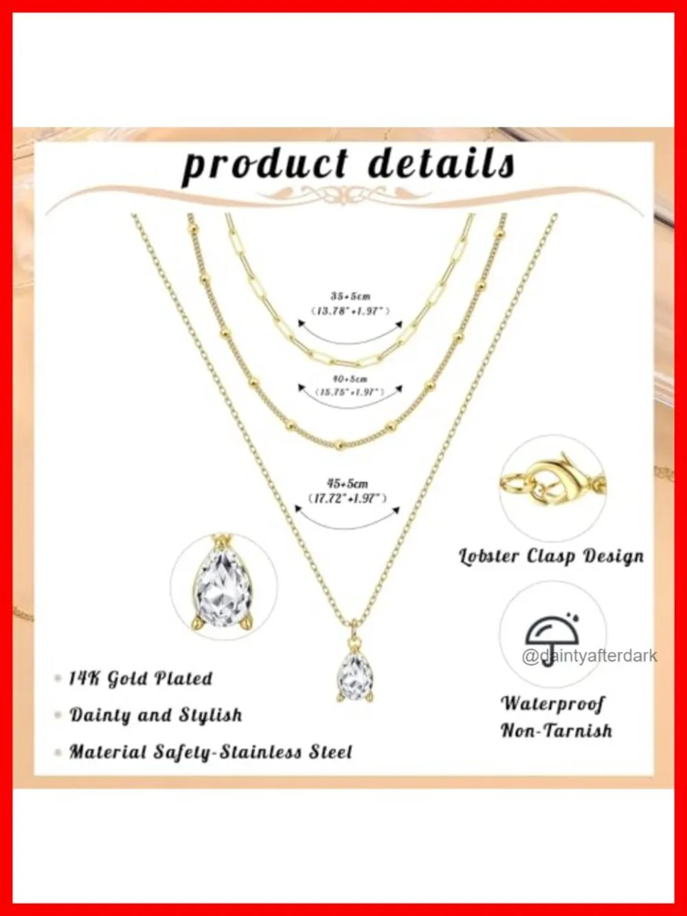 14K Gold Plated Layered Necklace Set Dainty Stack Gold Chains
